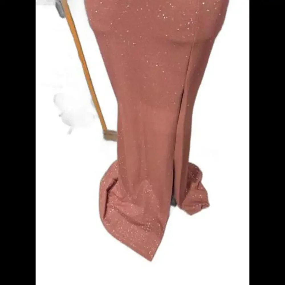 NWT Elegant Rose Gold Glitter Evening Gown by Windsor Prom Formal Party - Picture 3 of 8